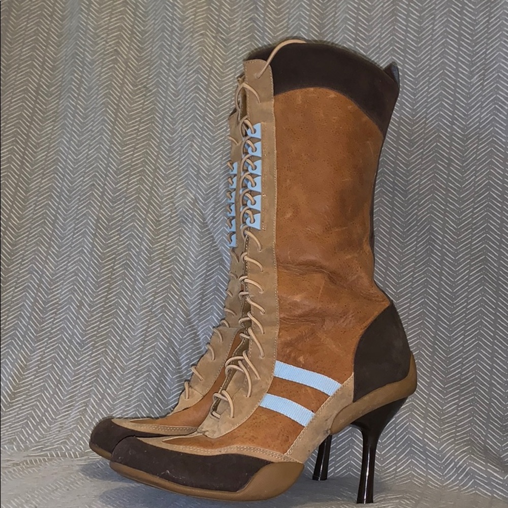 Knee high lace up boots